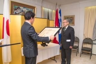 Conferment ceremony for Mr. Jean Dorion, Former Delegate General of Quebec in Tokyo (March 5, 2020)